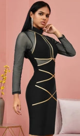 Stripe me Gold Black Dress